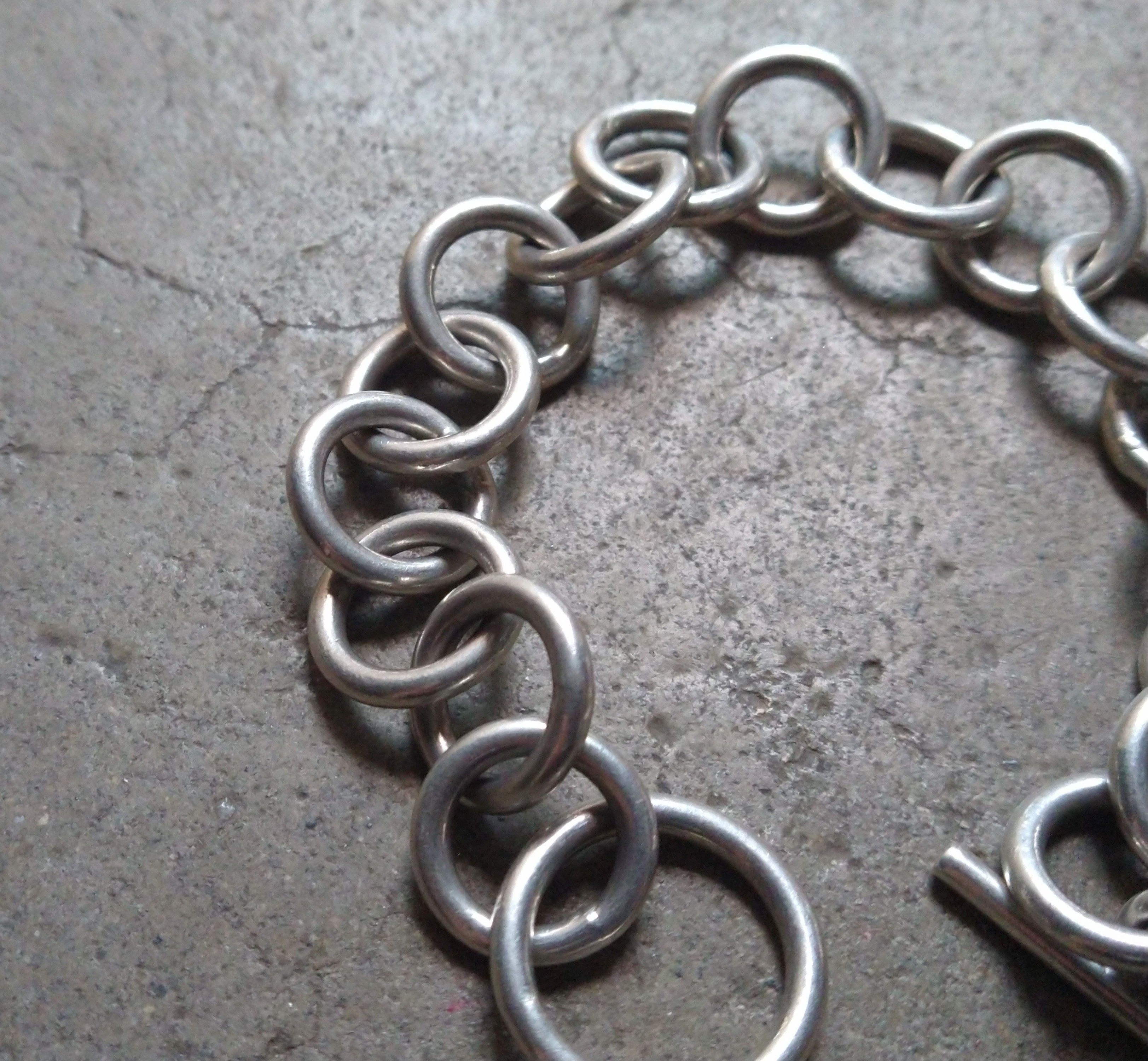 Jewelry Vintage Sterling Silver Bracelet Round Chain Link Modern Size ONE SIZE - 2 Thumbnail