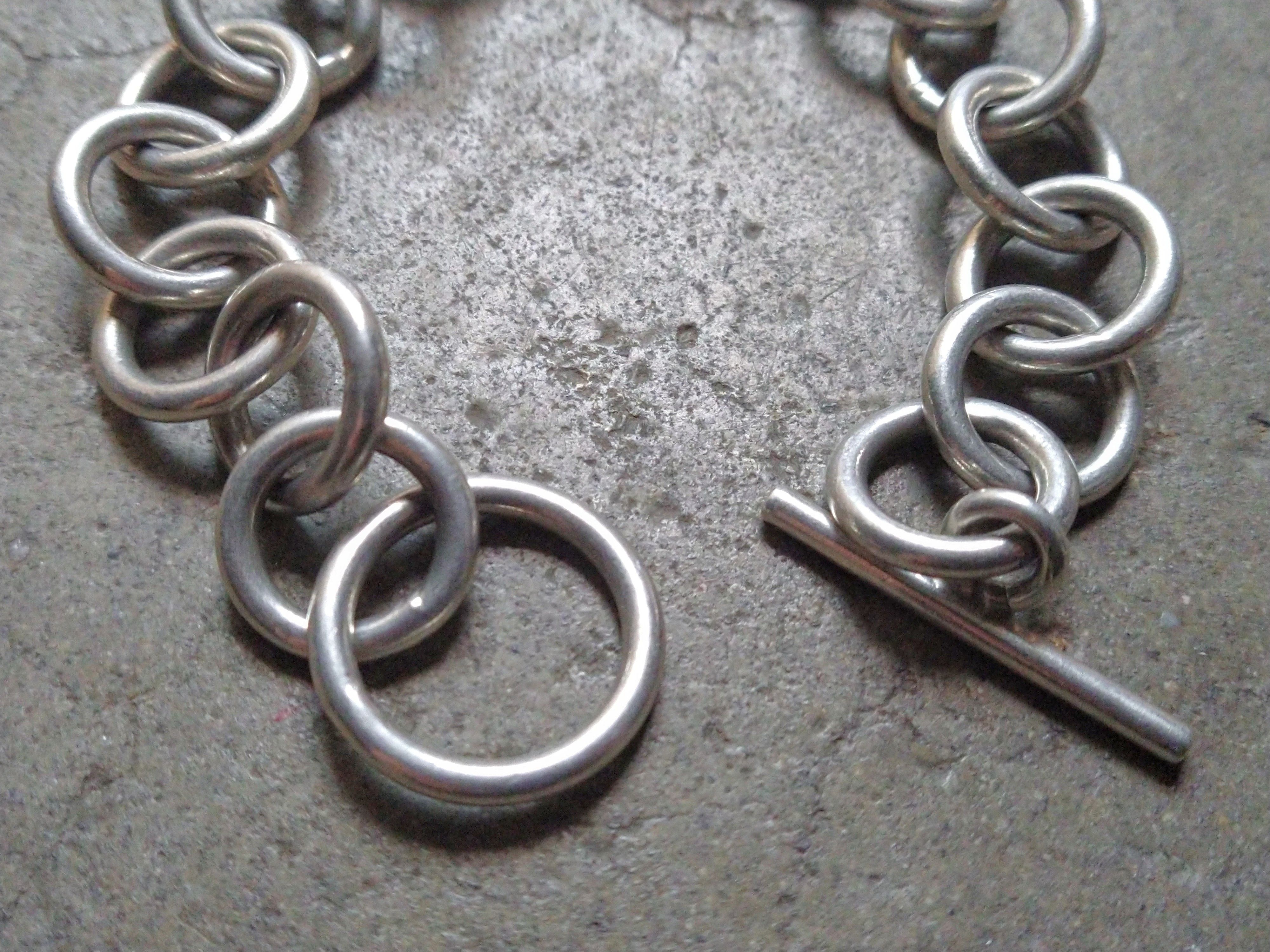 Jewelry Vintage Sterling Silver Bracelet Round Chain Link Modern Size ONE SIZE - 3 Thumbnail