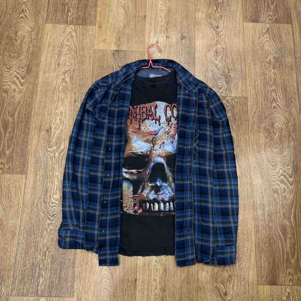 Vintage Vintage 90s Plaid Shirt Grunge Streetwear Y2K Navy Cropped M Size US M / EU 48-50 / 2 - 1 Thumbnail