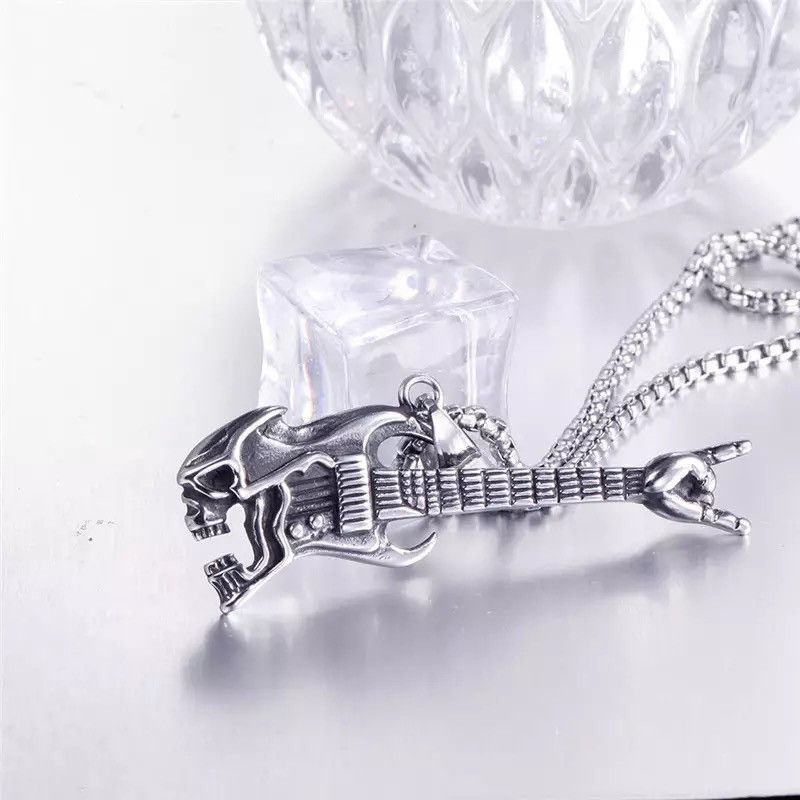 Jewelry Domineering Skull Bass Guitar Gesture Men's Necklace Size ONE SIZE - 2 Thumbnail