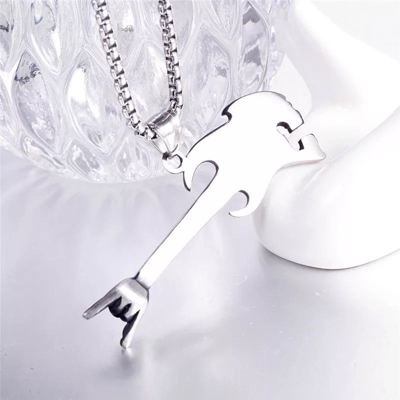 Jewelry Domineering Skull Bass Guitar Gesture Men's Necklace Size ONE SIZE - 3 Thumbnail