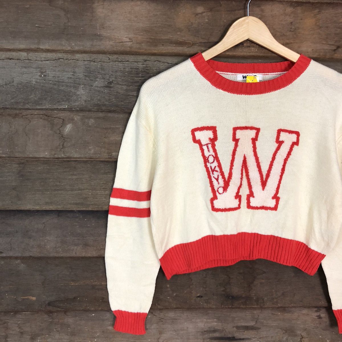 Homespun Knitwear W&C Tokyo Japan Cream crop top sweatshirt Knitwear #3946 Size S / US 4 / IT 40 - 7 Thumbnail