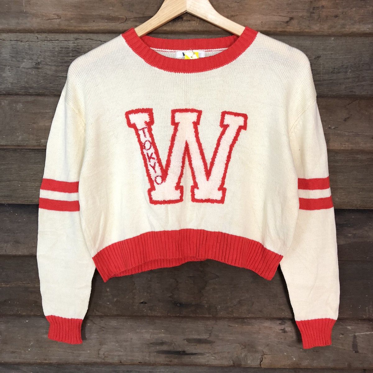 Homespun Knitwear W&C Tokyo Japan Cream crop top sweatshirt Knitwear #3946 Size S / US 4 / IT 40 - 8 Thumbnail