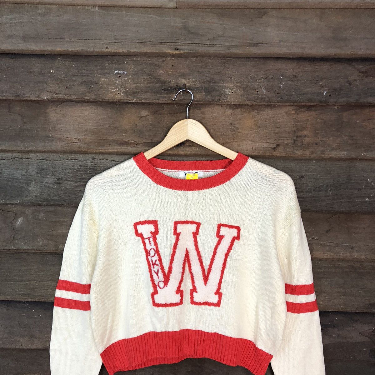 Homespun Knitwear W&C Tokyo Japan Cream crop top sweatshirt Knitwear #3946 Size S / US 4 / IT 40 - 2 Thumbnail
