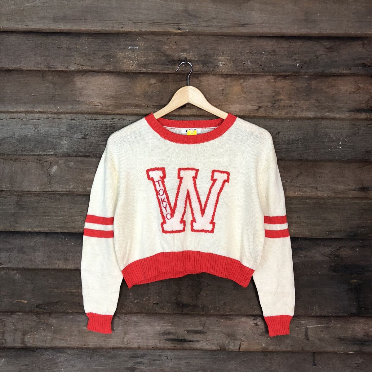 Homespun Knitwear W&C Tokyo Japan Cream crop top sweatshirt Knitwear #3946 Size S / US 4 / IT 40 - 3 Thumbnail
