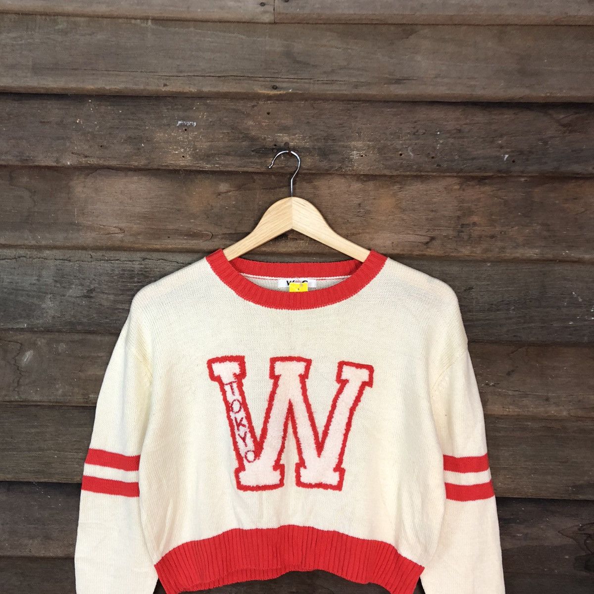 Homespun Knitwear W&C Tokyo Japan Cream crop top sweatshirt Knitwear #3946 Size S / US 4 / IT 40 - 9 Thumbnail