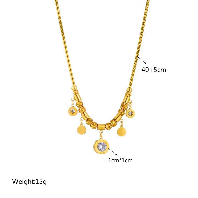 Jewelry Round Roman Numeral Zircon Pendant Necklace Size ONE SIZE - 2 Thumbnail