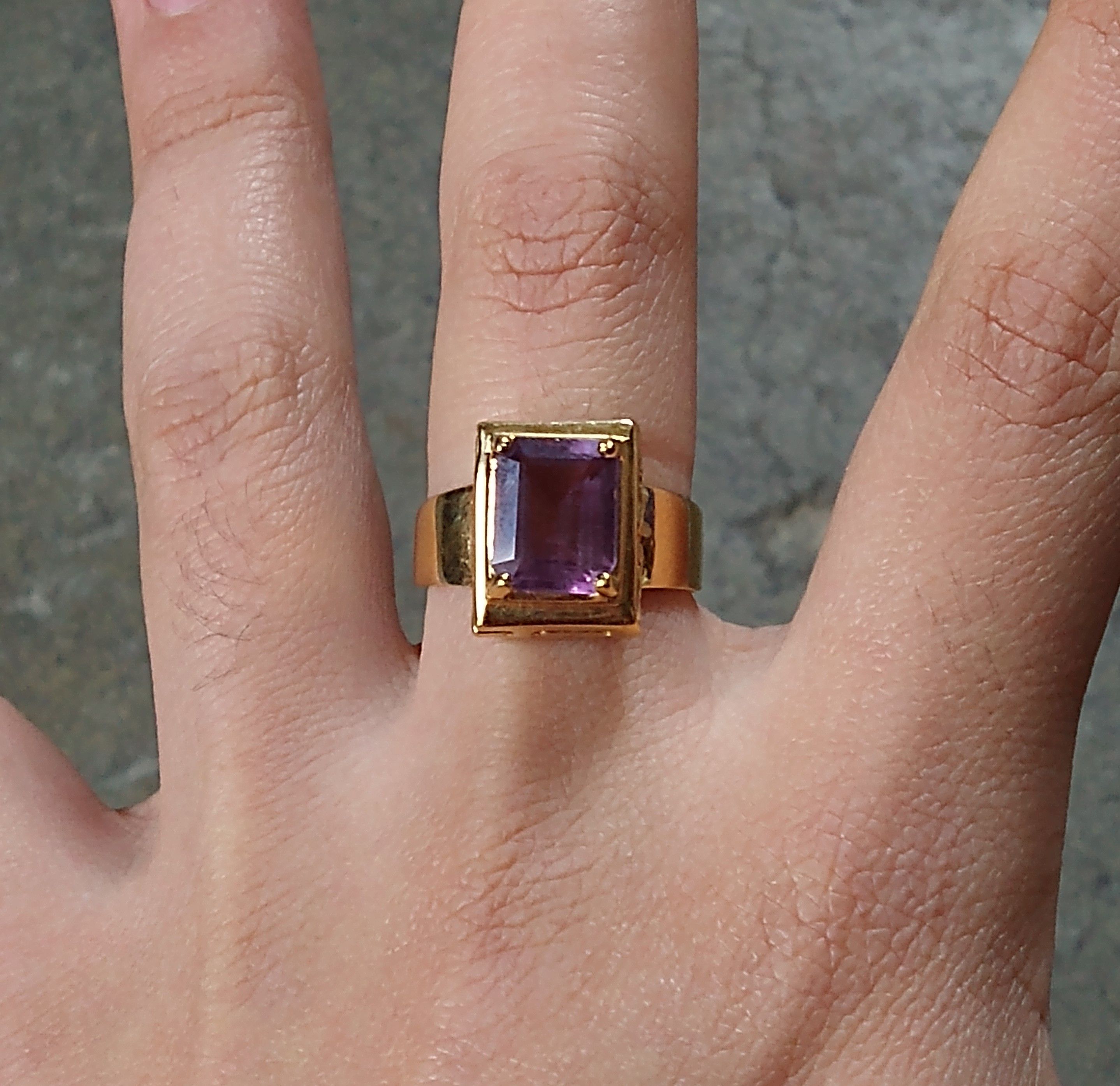 Jewelry × Sterling Silver Sterling Silver Ring Size 9.75 Purple Amethyst Gold Plated Size ONE SIZE - 13 Thumbnail