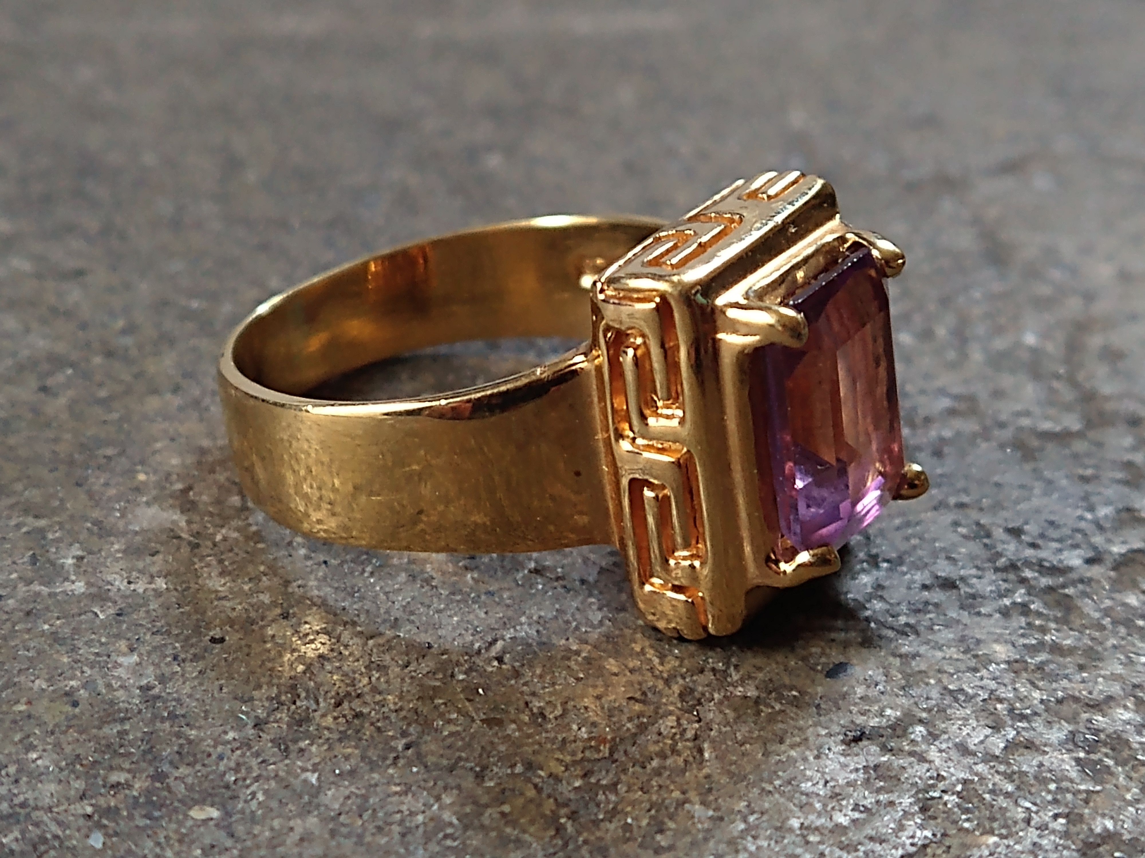 Jewelry × Sterling Silver Sterling Silver Ring Size 9.75 Purple Amethyst Gold Plated Size ONE SIZE - 4 Thumbnail