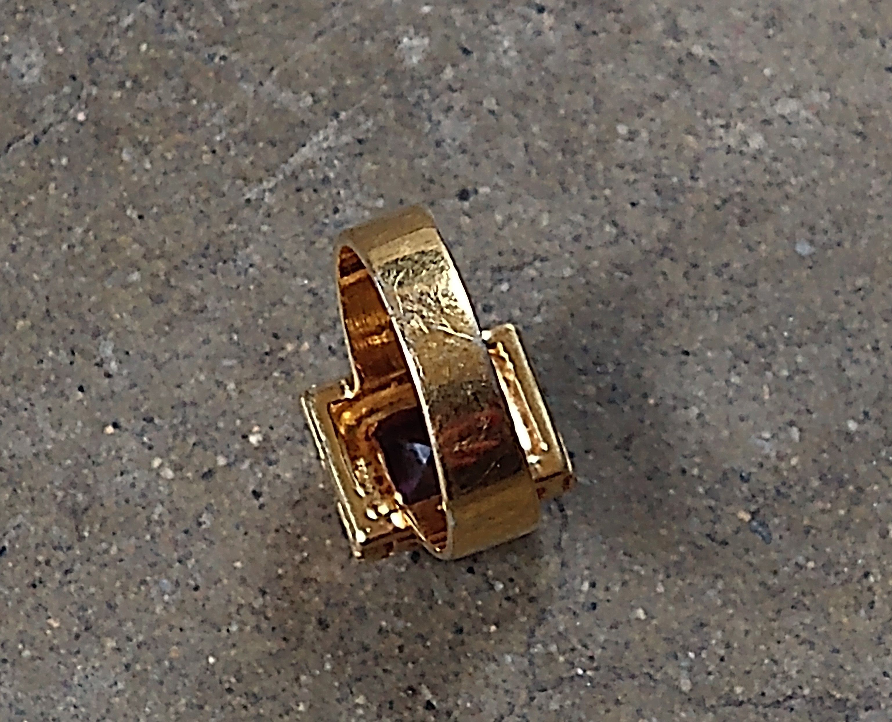 Jewelry × Sterling Silver Sterling Silver Ring Size 9.75 Purple Amethyst Gold Plated Size ONE SIZE - 9 Thumbnail