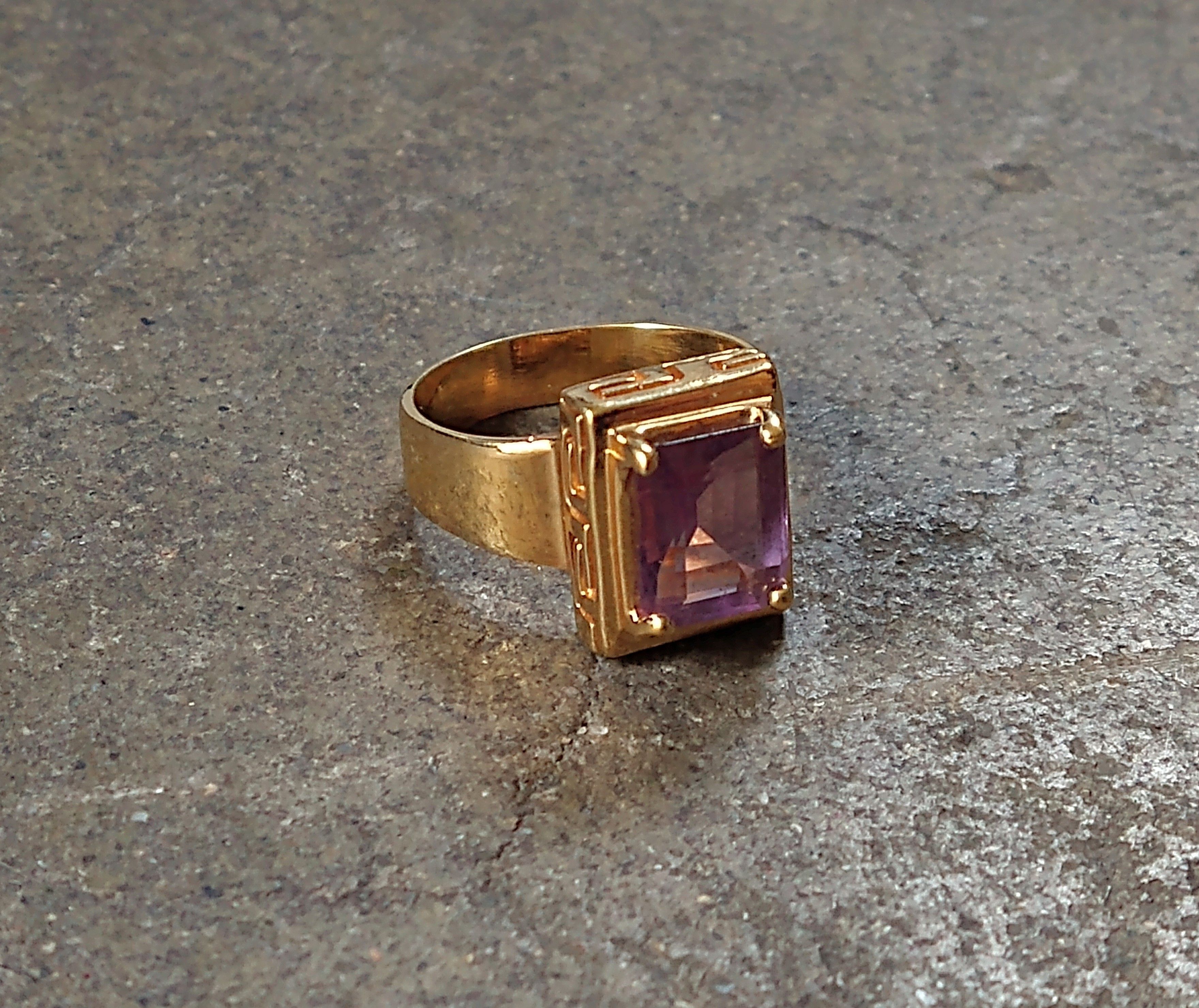 Jewelry × Sterling Silver Sterling Silver Ring Size 9.75 Purple Amethyst Gold Plated Size ONE SIZE - 2 Thumbnail