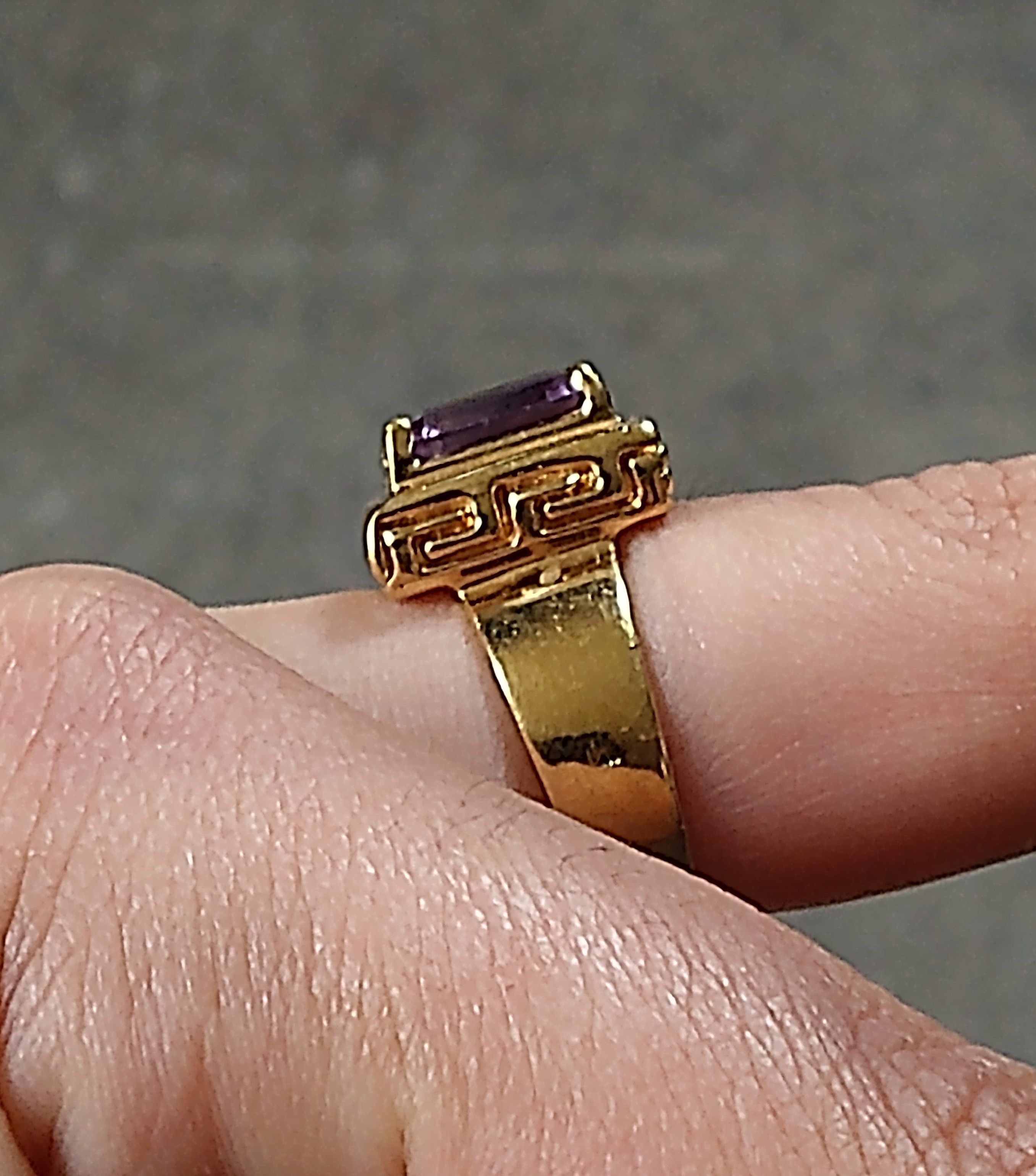 Jewelry × Sterling Silver Sterling Silver Ring Size 9.75 Purple Amethyst Gold Plated Size ONE SIZE - 14 Thumbnail