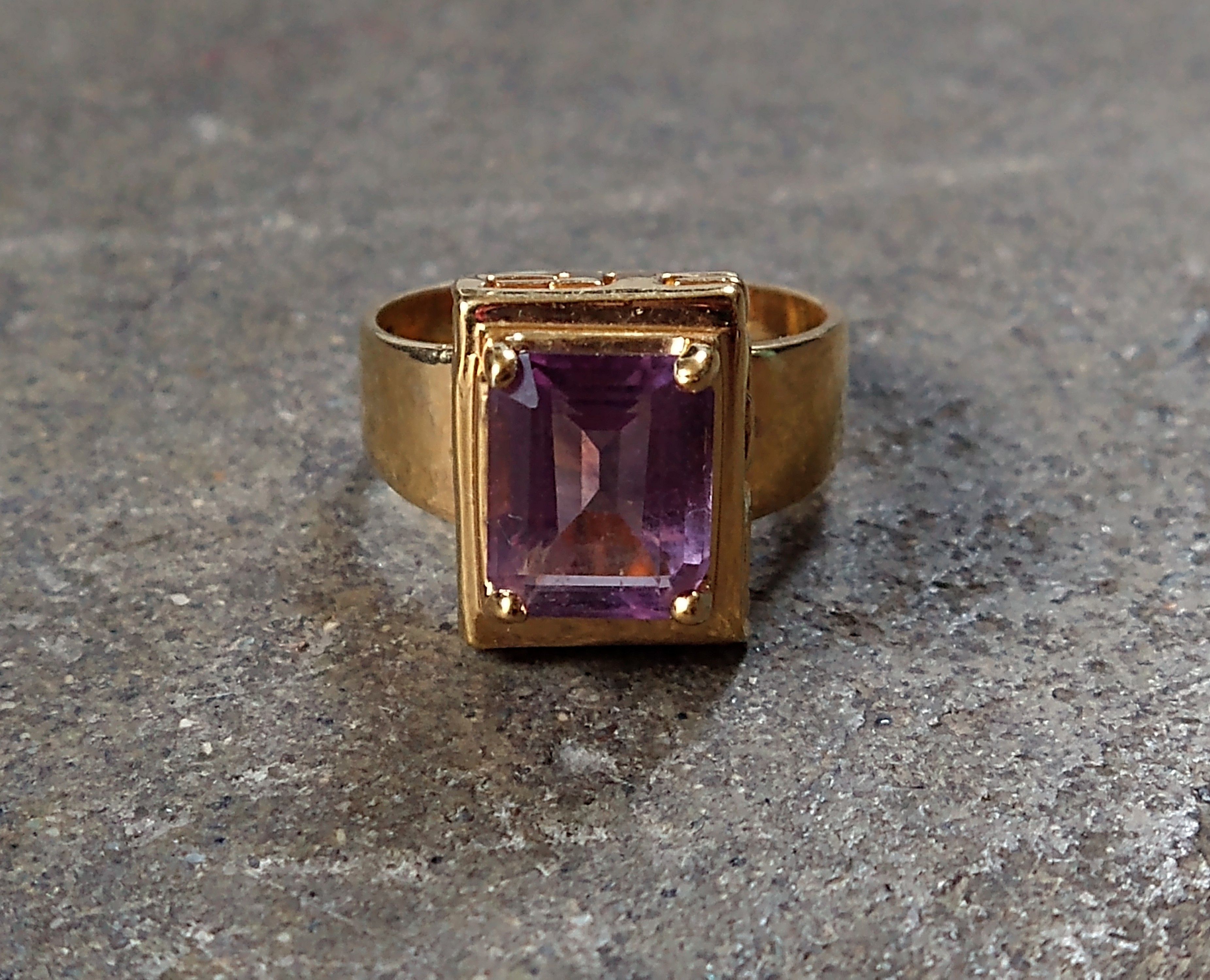 Jewelry × Sterling Silver Sterling Silver Ring Size 9.75 Purple Amethyst Gold Plated Size ONE SIZE - 3 Thumbnail