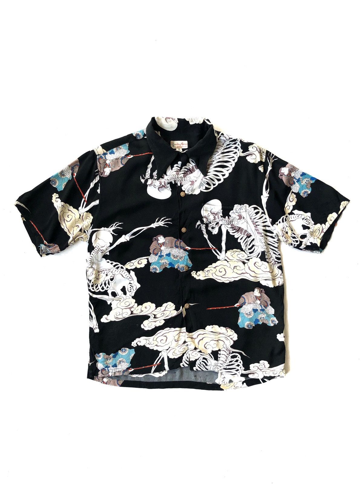 GRAIL🔥DRY BONES 💀 Samurai 🇯🇵 Rayon Hawaiian Shirt
