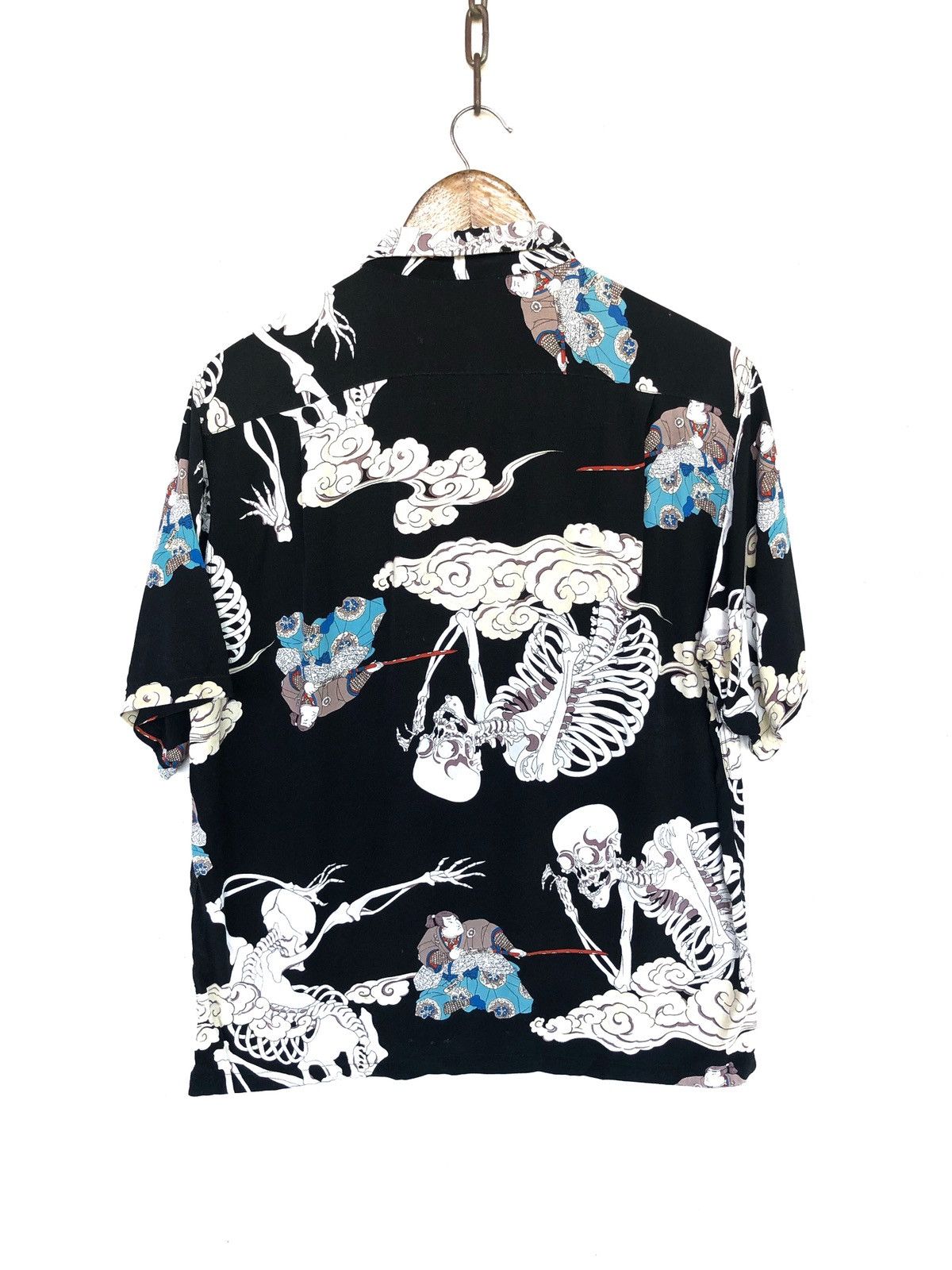 GRAIL🔥DRY BONES 💀 Samurai 🇯🇵 Rayon Hawaiian Shirt