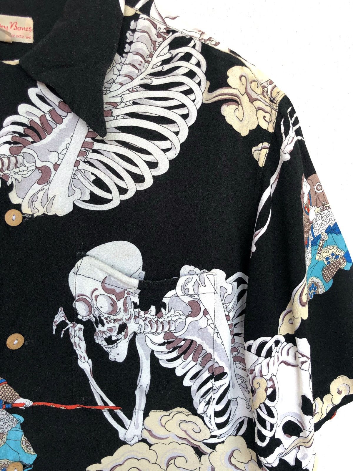GRAIL🔥DRY BONES 💀 Samurai 🇯🇵 Rayon Hawaiian Shirt
