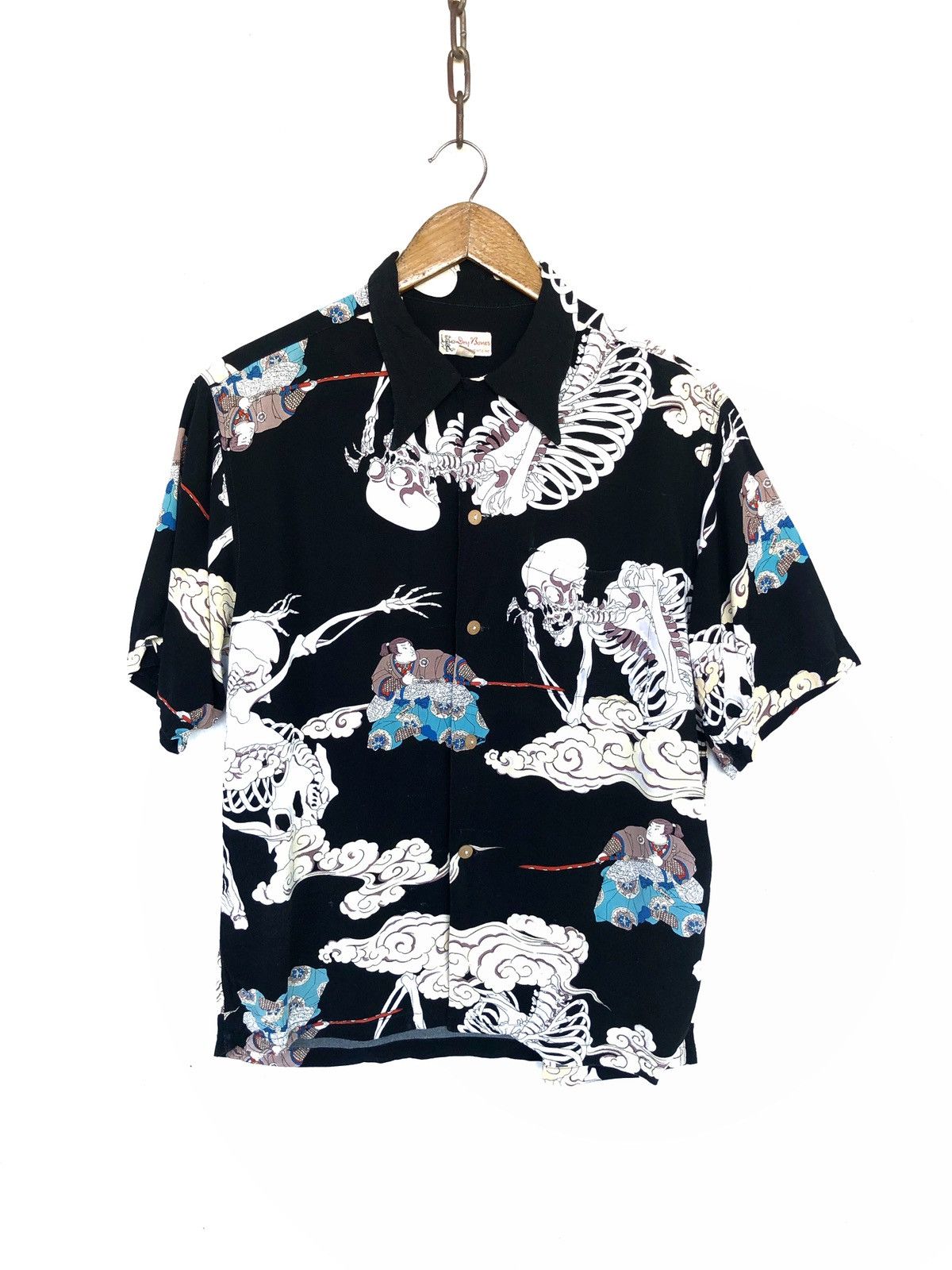 GRAIL🔥DRY BONES 💀 Samurai 🇯🇵 Rayon Hawaiian Shirt
