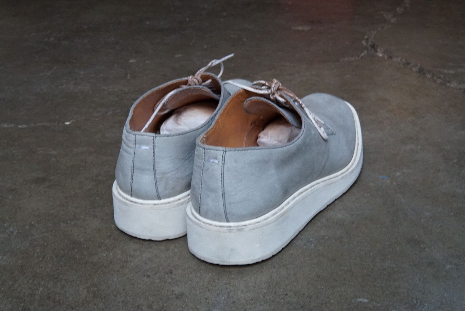 Maison Margiela Maison Margiela Derbys 11 44 Gray White Leather Lace Up Size US 11 / EU 44 - 16 Thumbnail