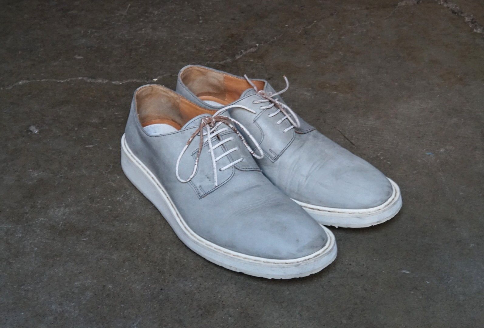 Maison Margiela Maison Margiela Derbys 11 44 Gray White Leather Lace Up Size US 11 / EU 44 - 2 Thumbnail
