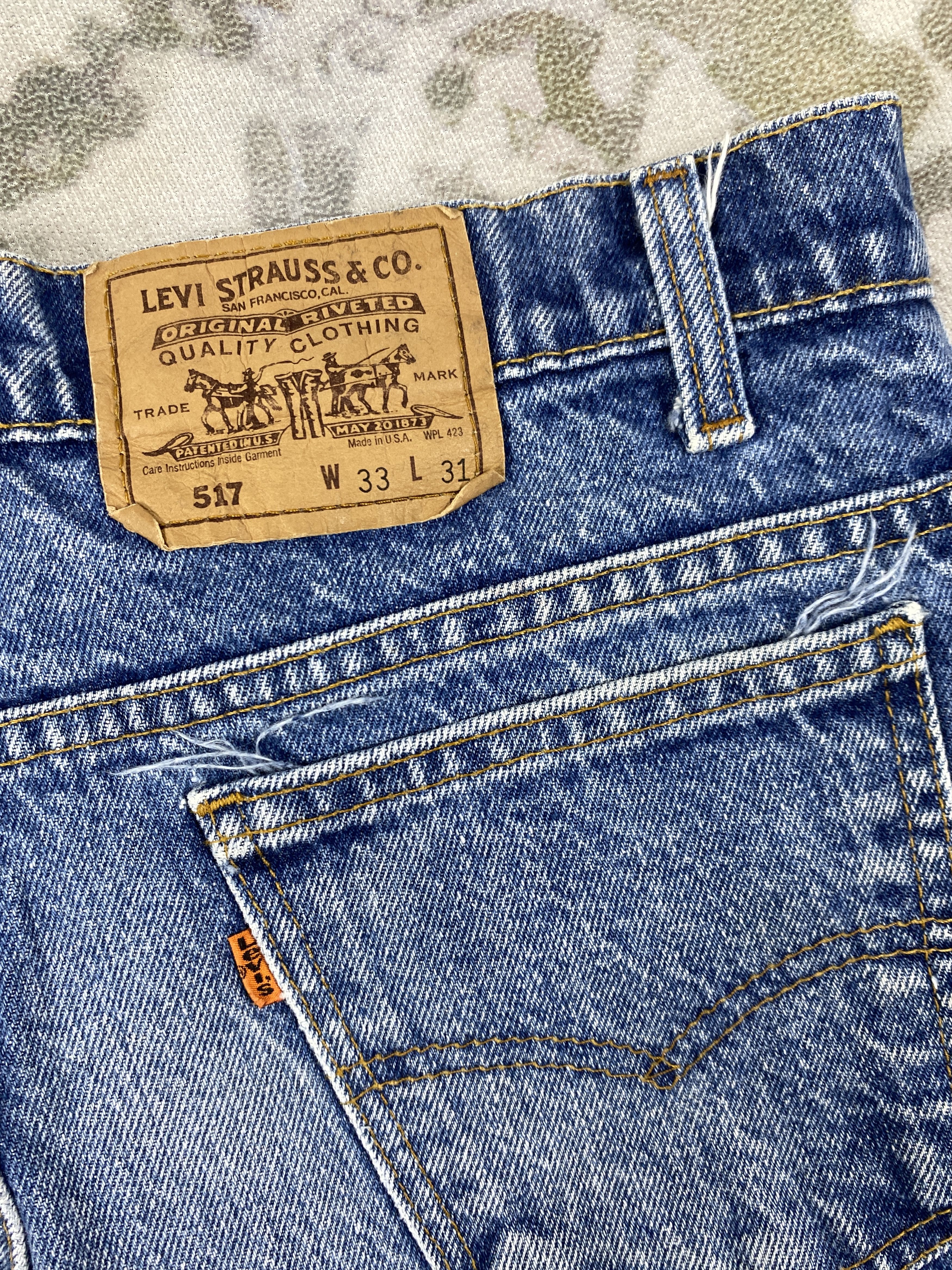 Vintage Orange Tab Levi's 517 Short Jeans 33x10.5 -JN2726