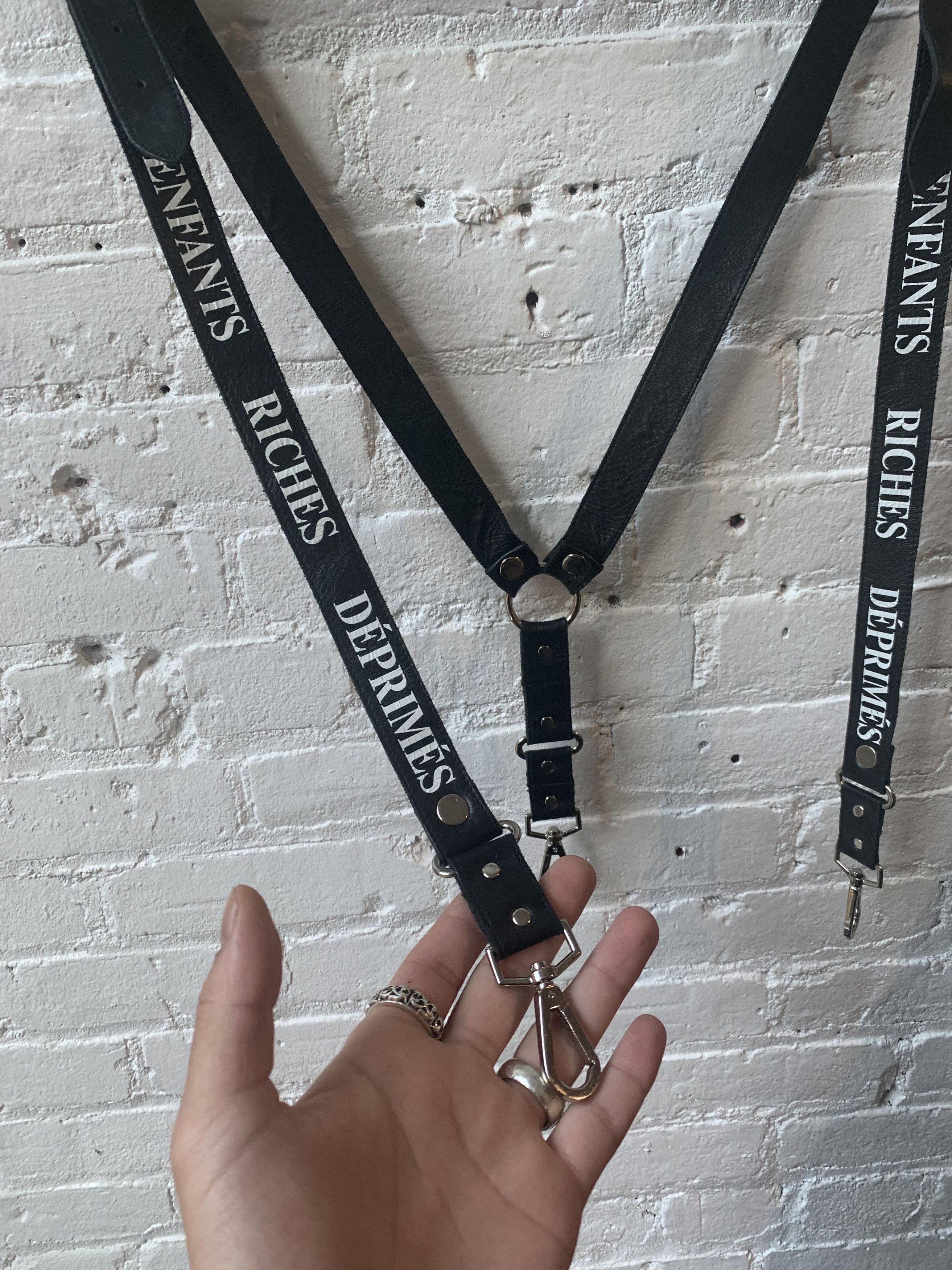 Enfants Riches Deprimes ERD BLACK LEATHER SPELL OUT SUSPENDERS | Grailed
