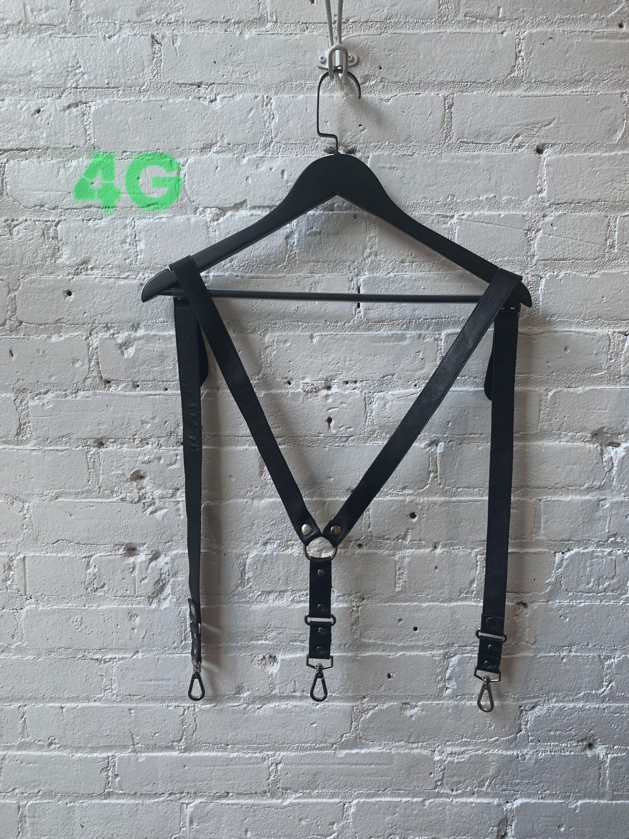 Enfants Riches Deprimes ERD BLACK LEATHER SPELL OUT SUSPENDERS Size ONE SIZE - 3 Thumbnail