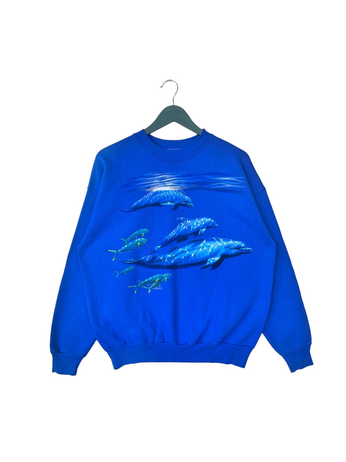 image of Art x Habitat Vintage 94 Dee Smith Harle Quin U.g Dolphin Sweatshirt in Blue, Men's (Size Large)