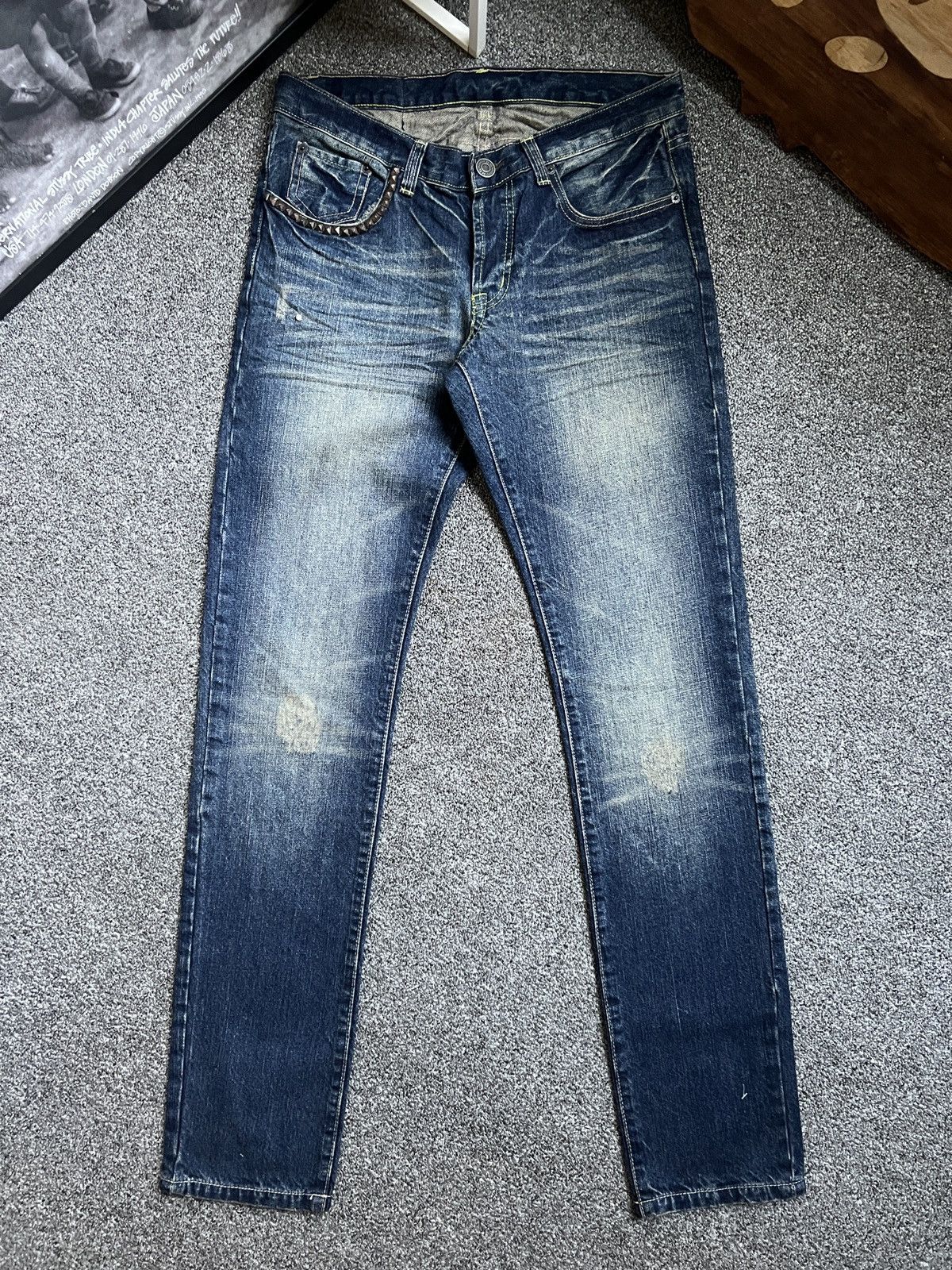 Image of Hysteric Glamour Studded Spike Jeans in Blue, Men's (Size 31)