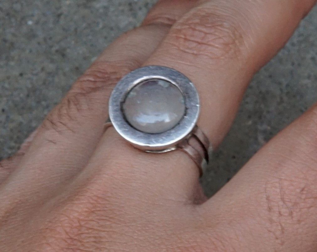 Jewelry × Sterling Silver × Vintage Sterling Silver Ring Glass Size 9.5 Mexico .925 6.4g Size ONE SIZE - 8 Thumbnail