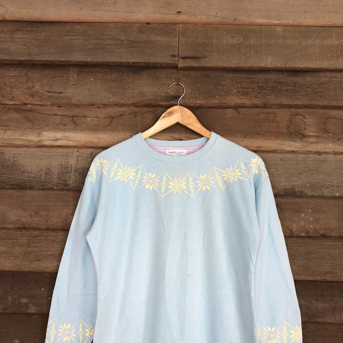 Japanese Brand × Kansai Yamamoto Kansai Yamamoto Femme Blue Sweatshirt #3695 Size M / US 6-8 / IT 42-44 - 2 Thumbnail