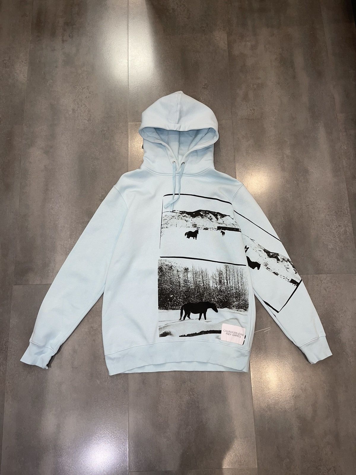 Calvin Klein X Andy Warhol Horse Print Baby Blue Hoodie