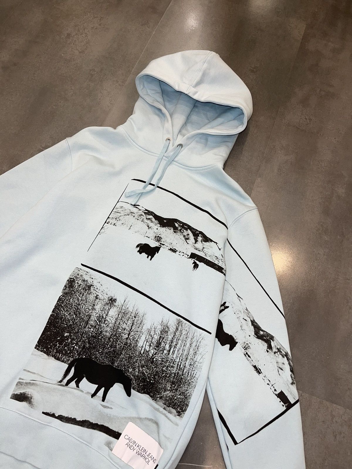 Calvin Klein 205W39NYC Calvin Klein X Andy Warhol Horse Print Baby Blue Hoodie Size US L / EU 52-54 / 3 - 5 Thumbnail