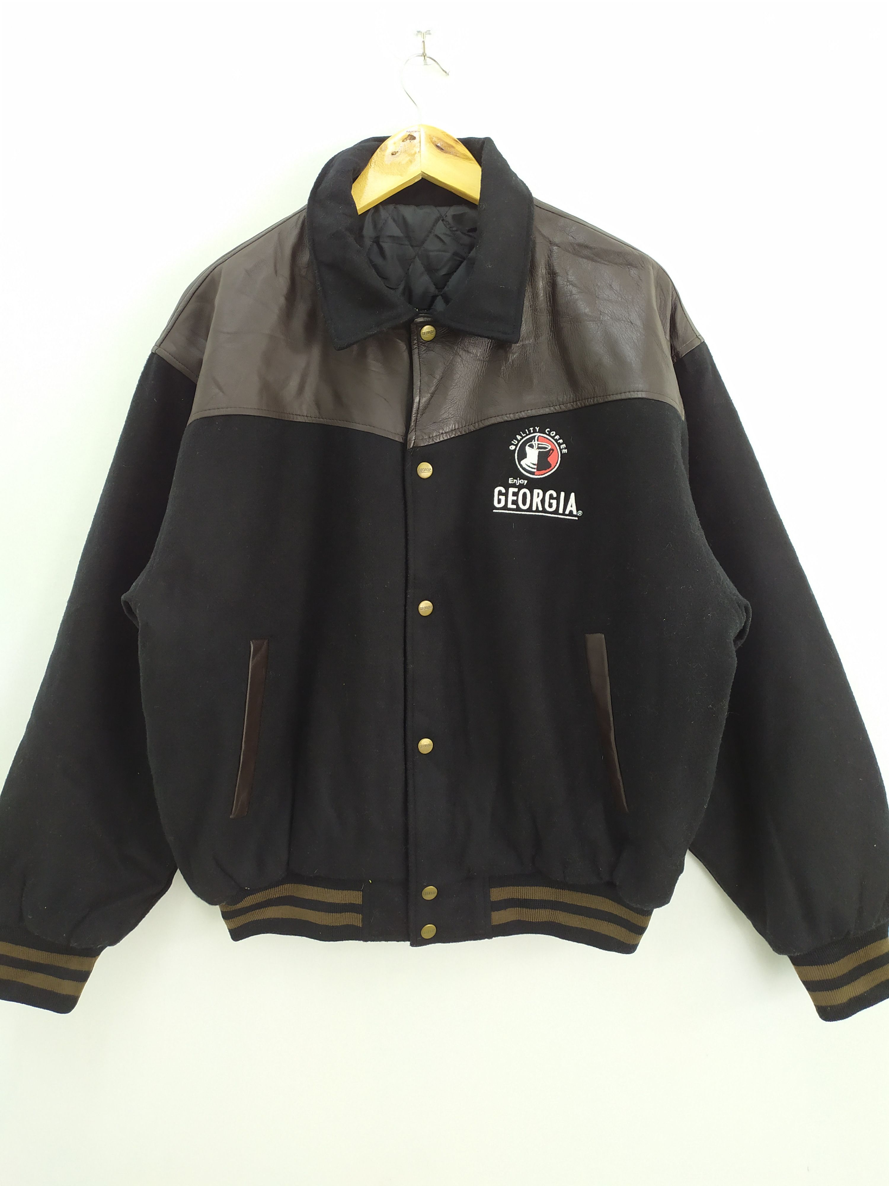 George GEORGIA ENJOY QUALITY COFFEE WOOL VARSITY JACKET Size US L / EU 52-54 / 3 - 1 Thumbnail