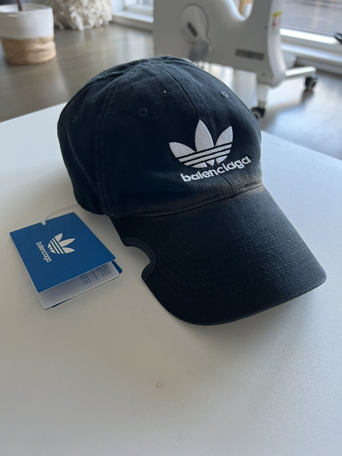 image of Balenciaga X Adidas Trefoil Logo Hat - Size L in Black, Men's