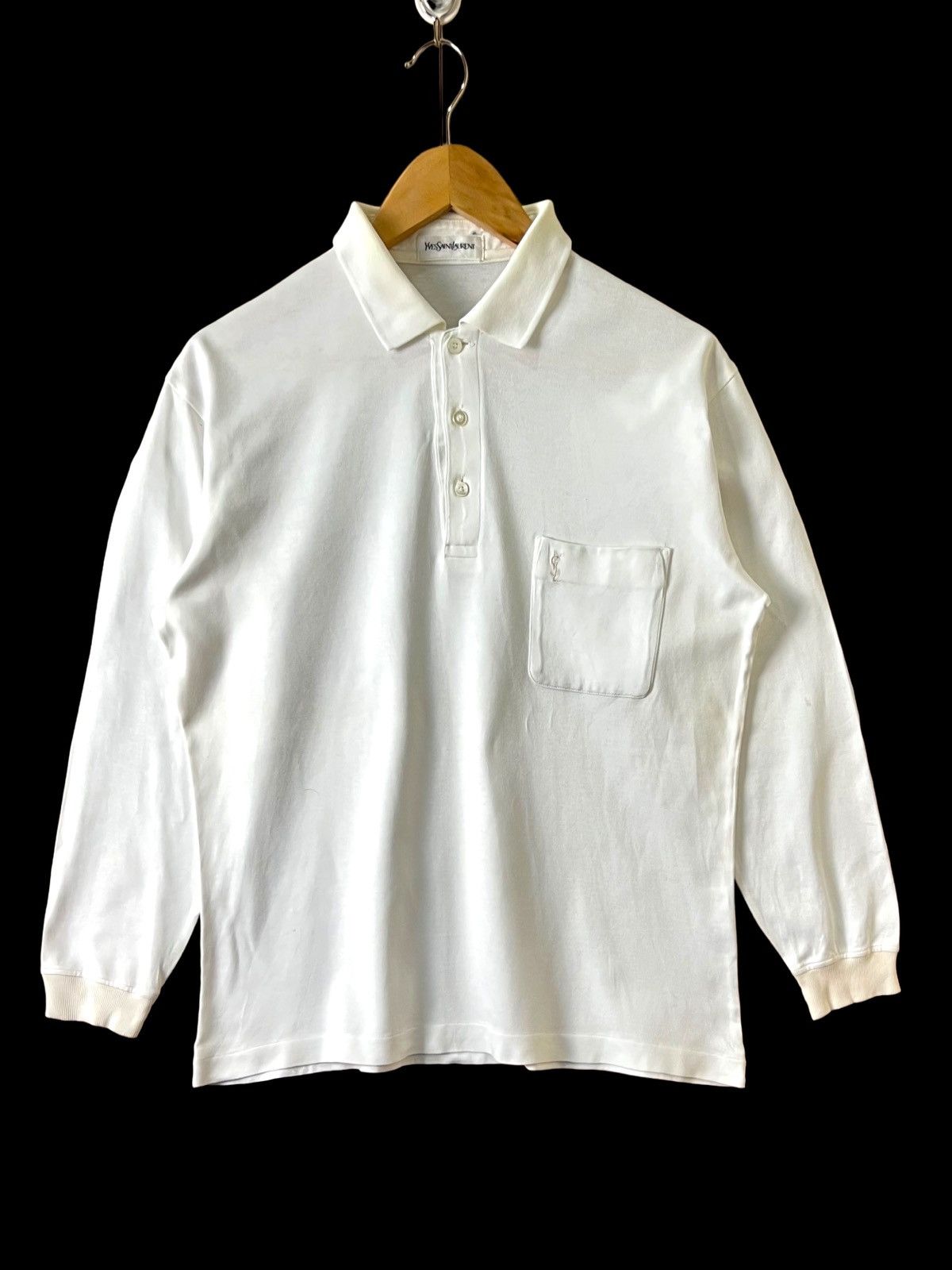 Vintage × Yves Saint Laurent VTG YVES SAINT LAURENT SLIMFIT LONGSLEEVE POLO SINGLE POCKET Size M / US 6-8 / IT 42-44 - 2 Thumbnail