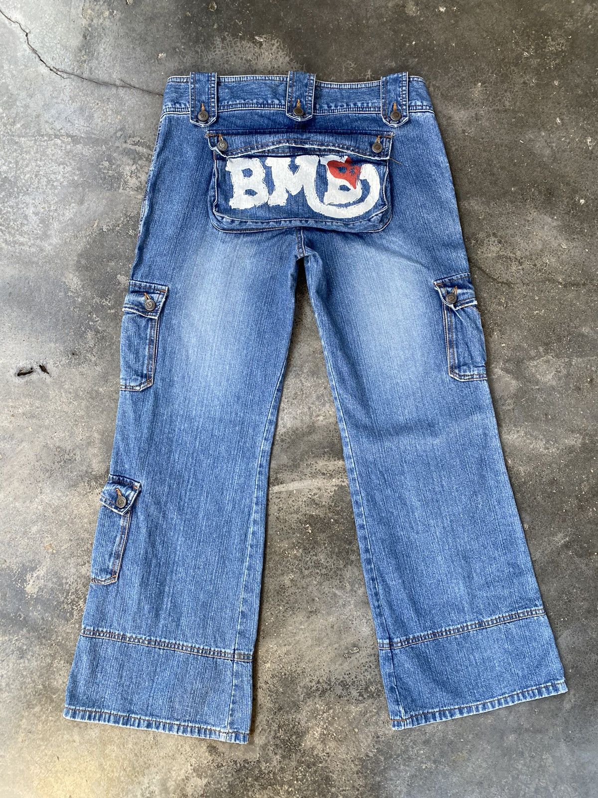 Japanese Brand Vintage Blue Moon Blue Bell Bottoms Cargo Distressed Pants Size US 34 / EU 50 - 2 Thumbnail