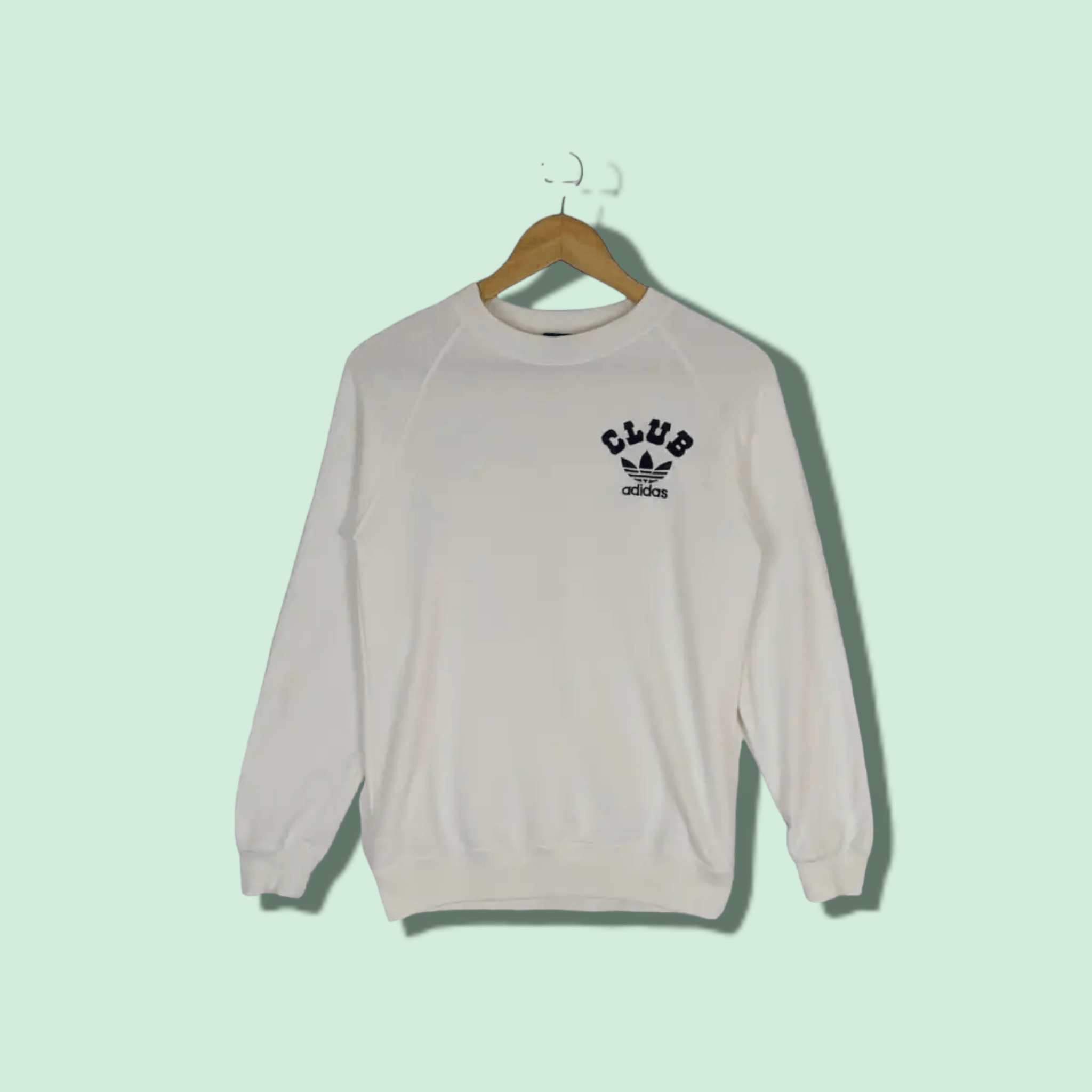 image of 80's Adidas Club Jumper Sweatshirt in White, Men's (Size XS)