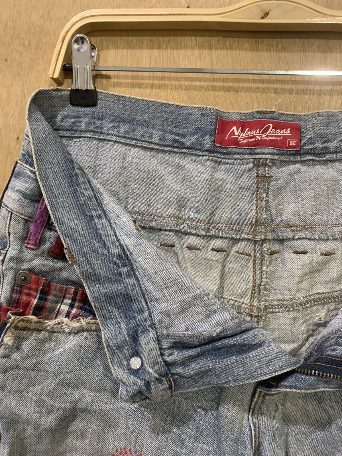 Japanese Brand × Seditionaries NYLAUS Patchwork Boro Sashiko Double Waist Denim Short Pant Size US 32 / EU 48 - 16 Thumbnail