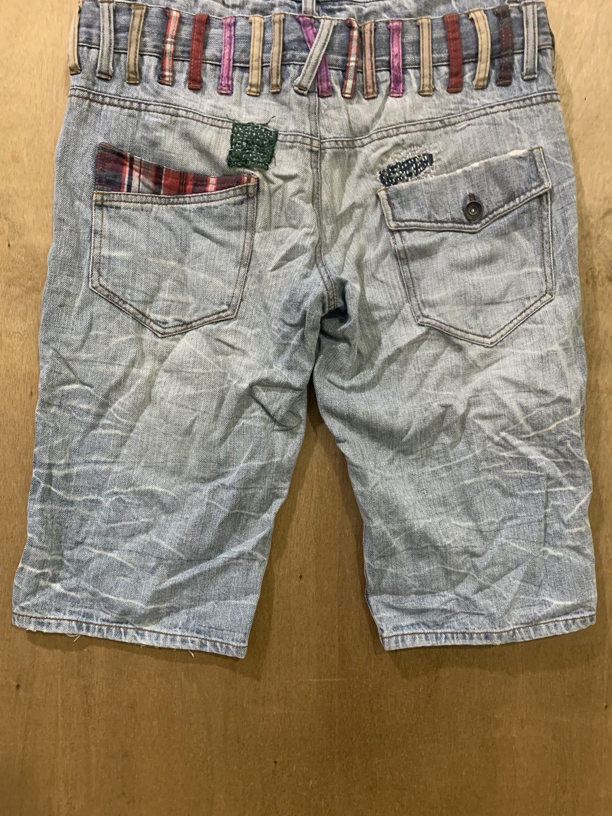 Japanese Brand × Seditionaries NYLAUS Patchwork Boro Sashiko Double Waist Denim Short Pant Size US 32 / EU 48 - 12 Thumbnail