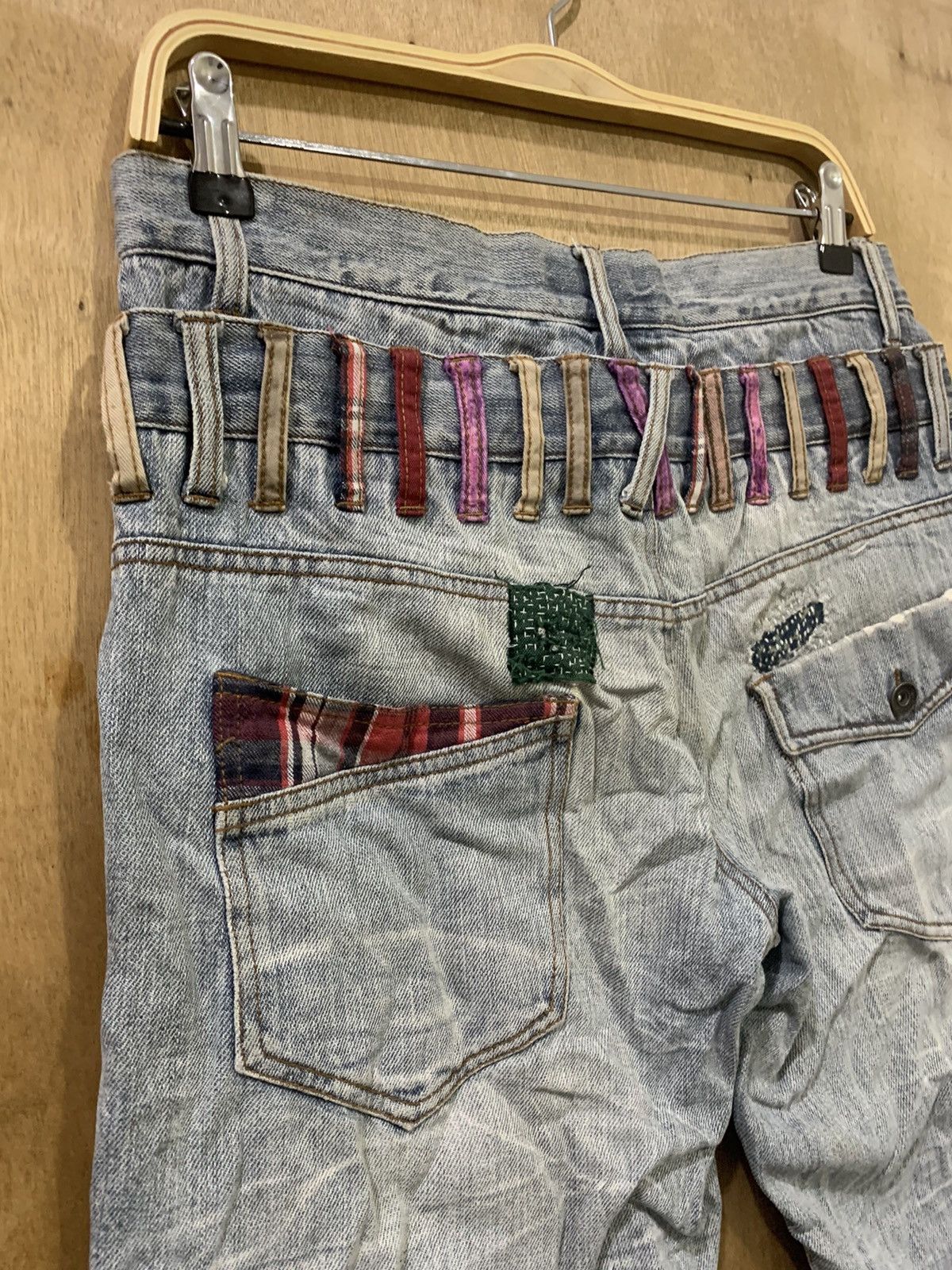 Japanese Brand × Seditionaries NYLAUS Patchwork Boro Sashiko Double Waist Denim Short Pant Size US 32 / EU 48 - 13 Thumbnail