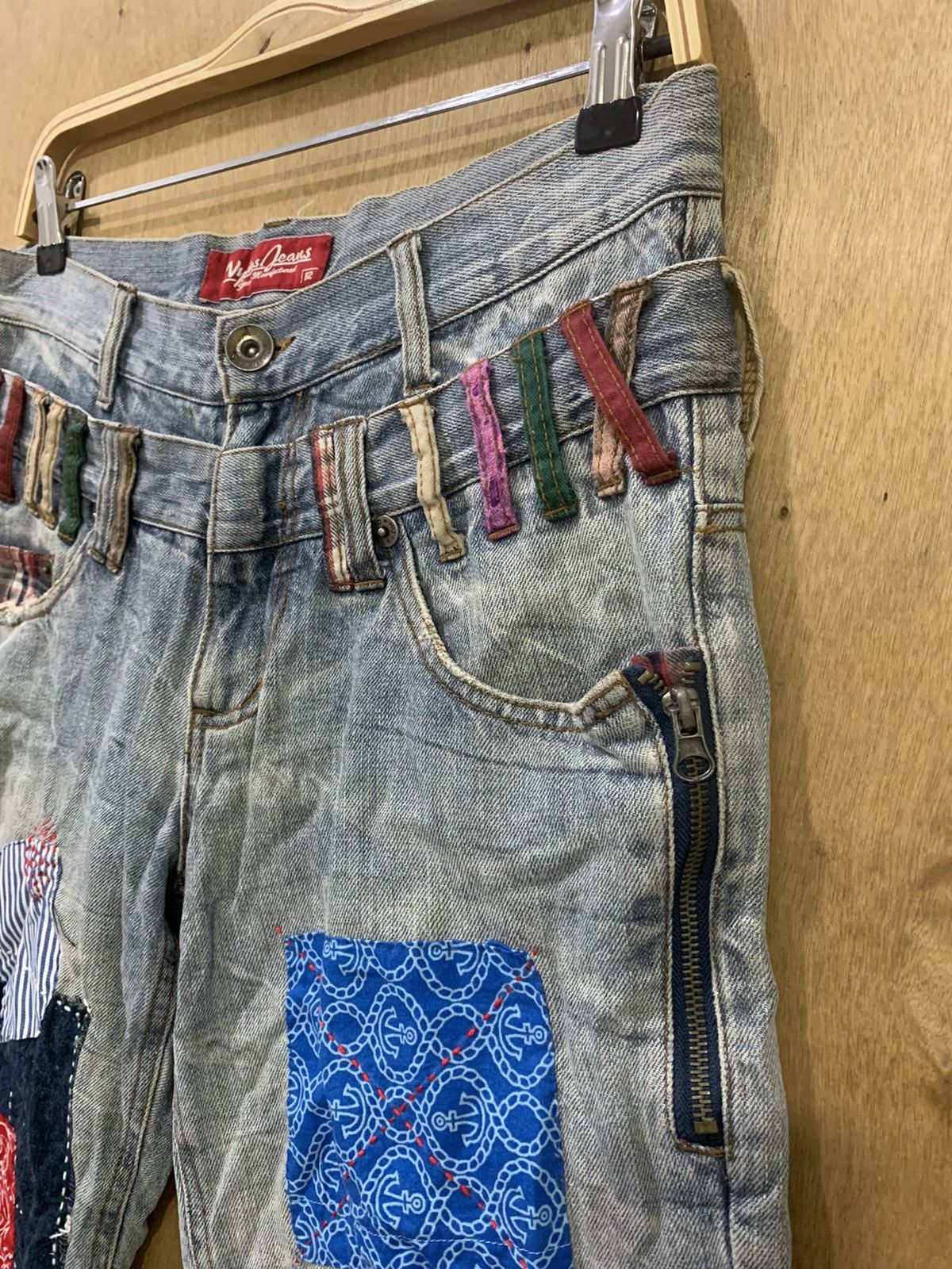 Japanese Brand × Seditionaries NYLAUS Patchwork Boro Sashiko Double Waist Denim Short Pant Size US 32 / EU 48 - 7 Thumbnail