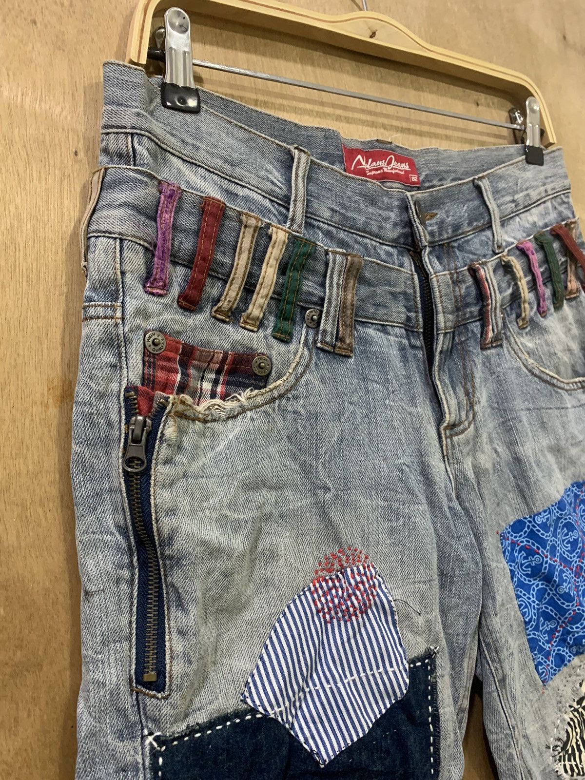 Japanese Brand × Seditionaries NYLAUS Patchwork Boro Sashiko Double Waist Denim Short Pant Size US 32 / EU 48 - 6 Thumbnail