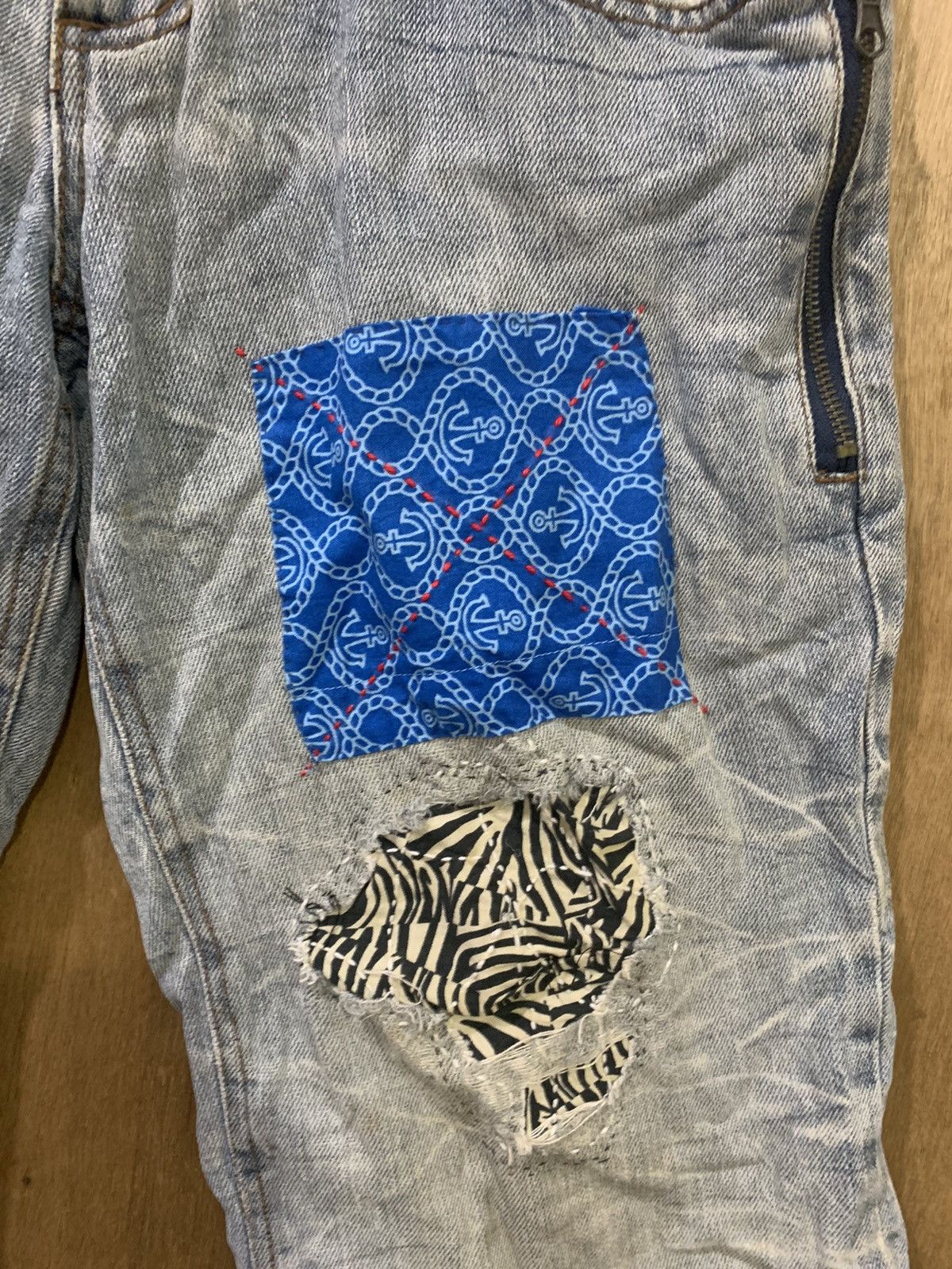 Japanese Brand × Seditionaries NYLAUS Patchwork Boro Sashiko Double Waist Denim Short Pant Size US 32 / EU 48 - 8 Thumbnail