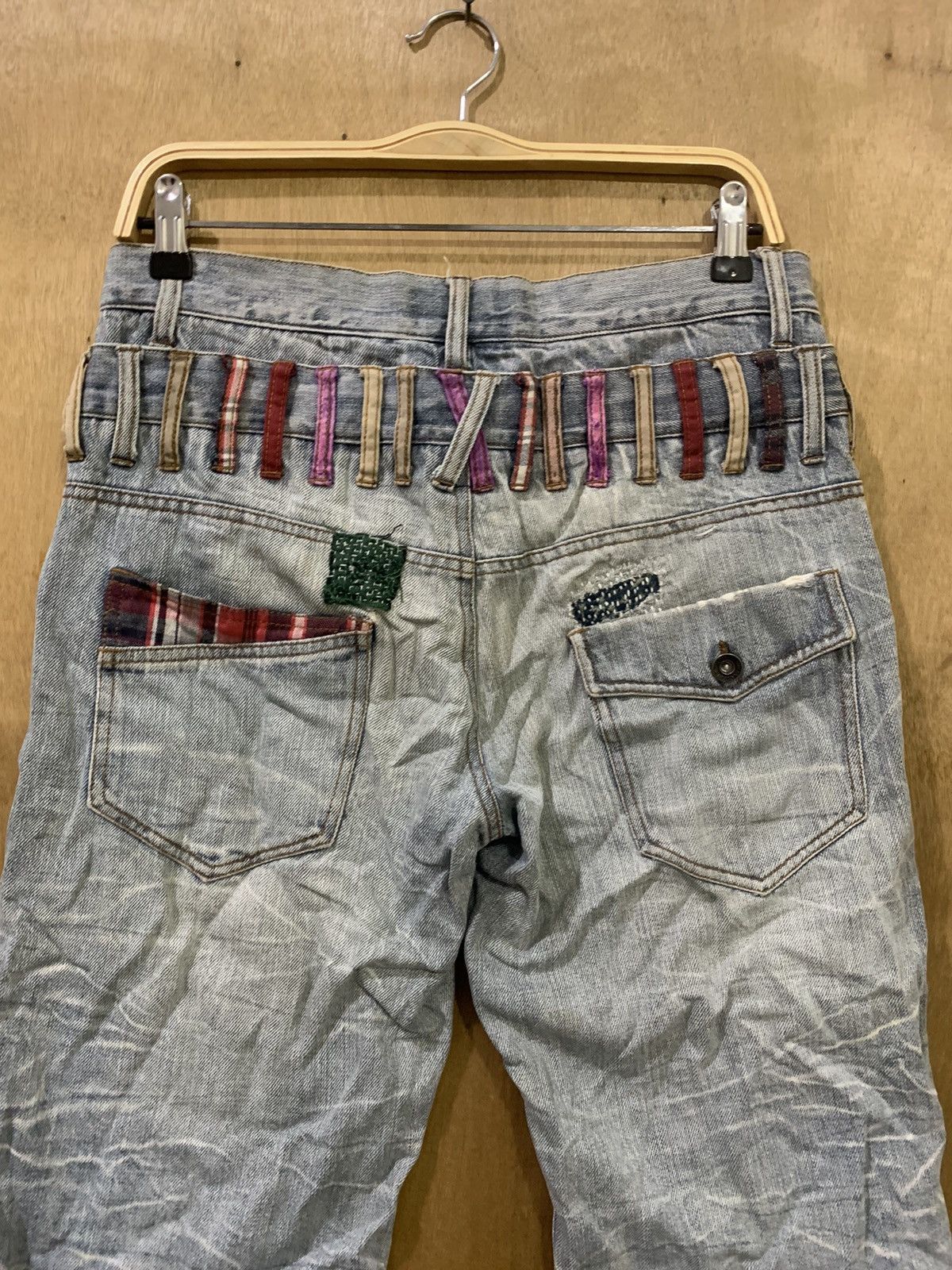 Japanese Brand × Seditionaries NYLAUS Patchwork Boro Sashiko Double Waist Denim Short Pant Size US 32 / EU 48 - 11 Thumbnail