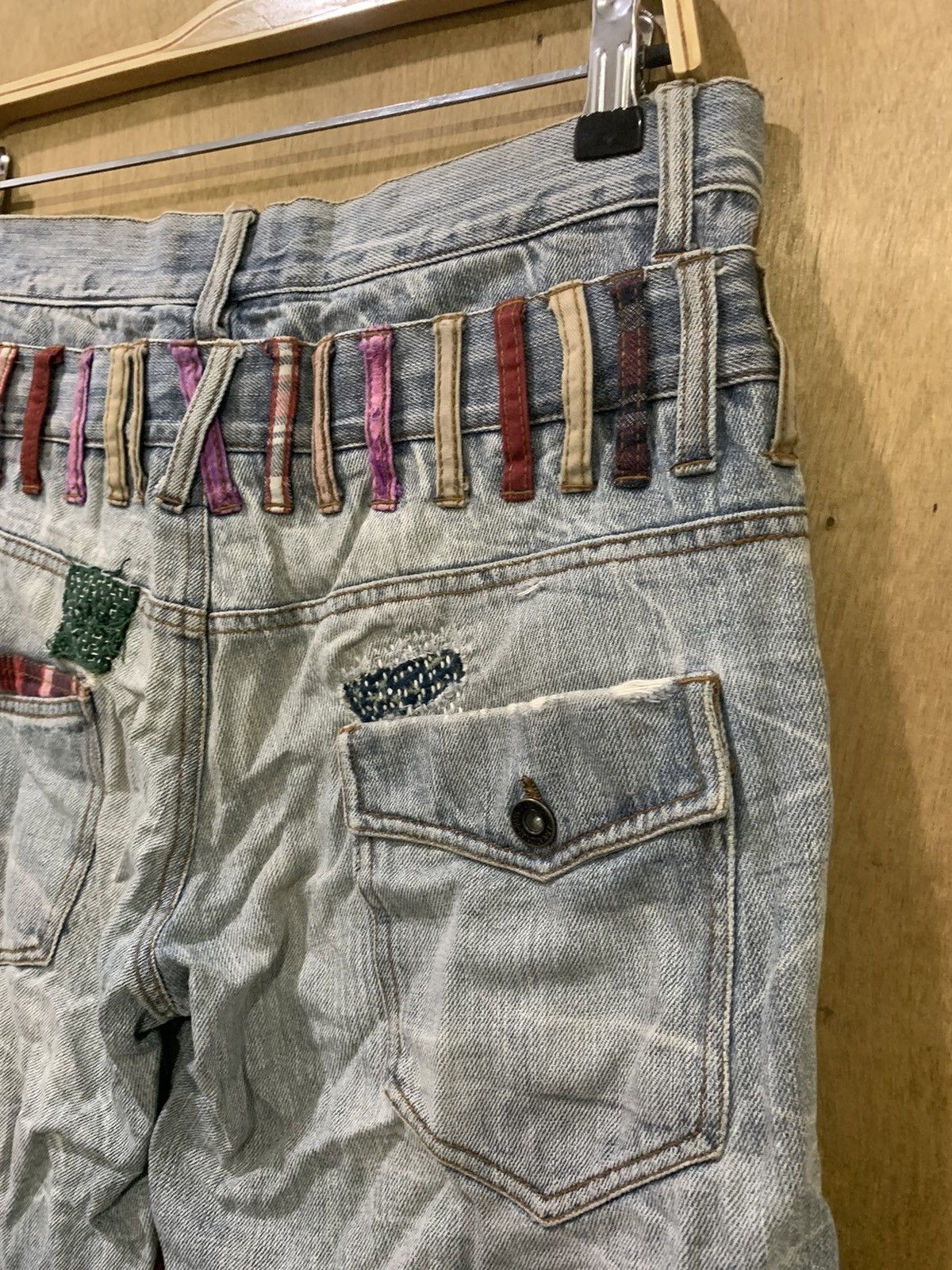 Japanese Brand × Seditionaries NYLAUS Patchwork Boro Sashiko Double Waist Denim Short Pant Size US 32 / EU 48 - 14 Thumbnail