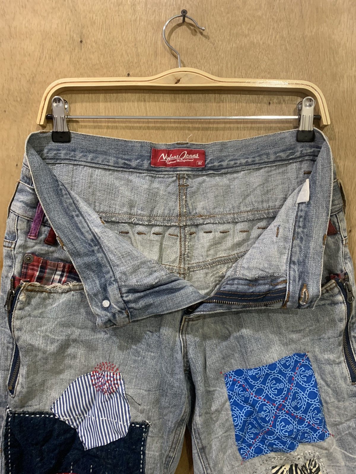 Japanese Brand × Seditionaries NYLAUS Patchwork Boro Sashiko Double Waist Denim Short Pant Size US 32 / EU 48 - 15 Thumbnail