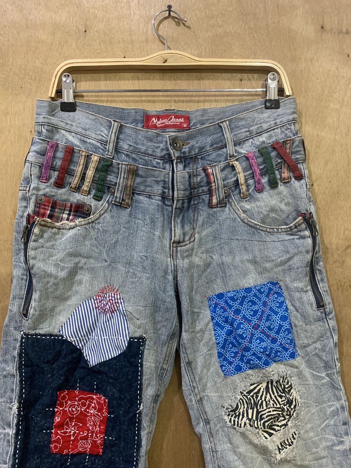 Japanese Brand × Seditionaries NYLAUS Patchwork Boro Sashiko Double Waist Denim Short Pant Size US 32 / EU 48 - 4 Thumbnail