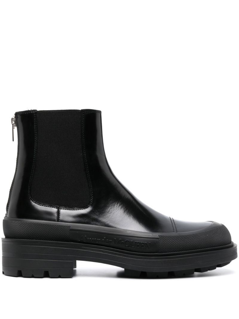 Black Stack Leather Chelsea Boots