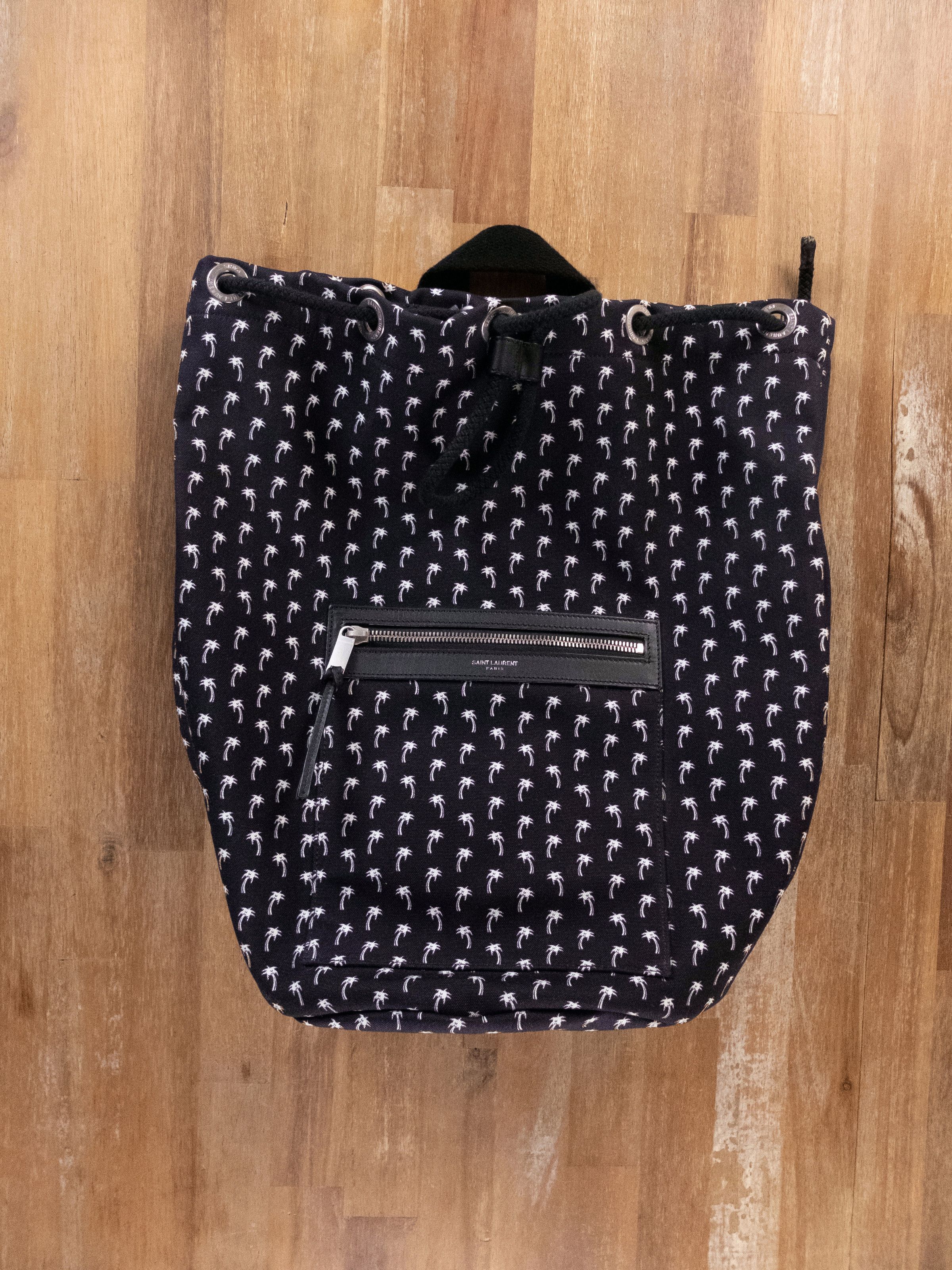 Saint Laurent Paris SAINT LAURENT City Sailor black canvas palm print backpack q Size ONE SIZE - 6 Thumbnail