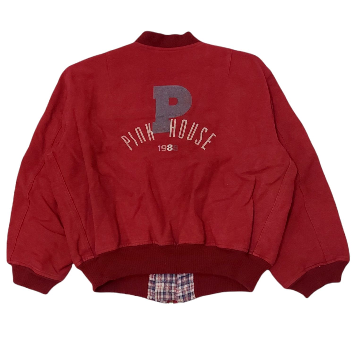 image of VTG 80's Pink House Karl Helmut Bomber Jacket in Red, Men's (Size Medium)